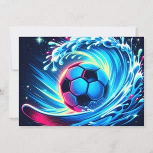 Anuncio Balón de fútbol de olas futurista océano surf