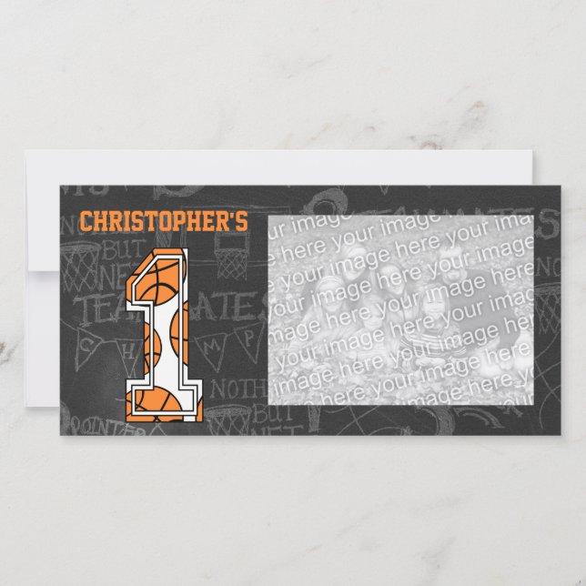 Anuncio Baloncesto de fútbol foto primer cumpleaños (Anverso)