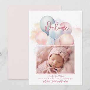 Anuncio Balones de Pastel Cute Bienvenida Niña Nacimiento