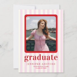 Anuncio Bandas modernas rojas y rosadas 2 Graduación de fo