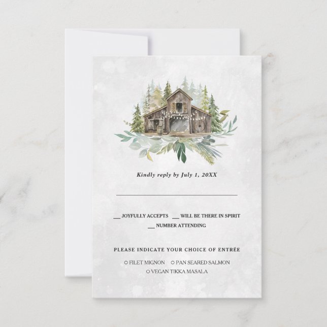 Anuncio Barn elegante | Watercolor Wedding RSVP (Anverso)
