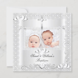 Anuncio Bautizo de gemelos niña y niño de encaje blanco