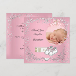 Anuncio Bautizo de niña Biblia Blanca Rosa