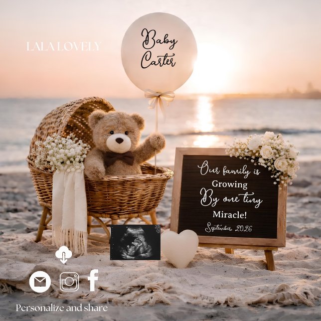 Anuncio beach baby reveal pregnancy announcement card (Subido por el creador)