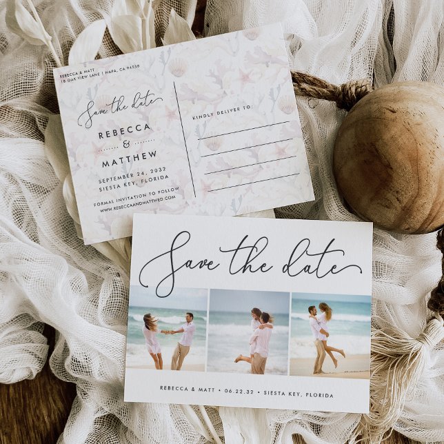 Anuncio Beach Wedding Photo Save the Date Postcard (Subido por el creador)