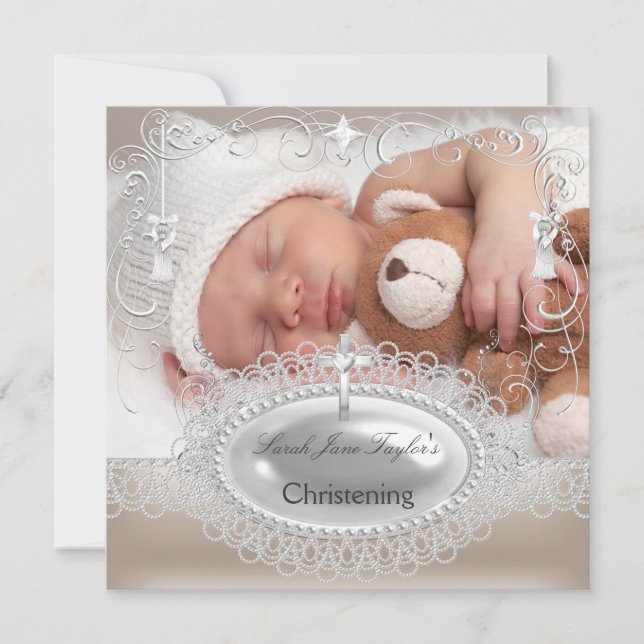 Anuncio Bebé Christening Baptism Chica Boy Silver Cross (Anverso)