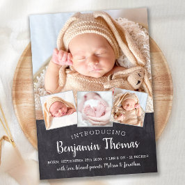 Anuncio Bebé de Chalkboard Personalizado 4 Nacimientos de