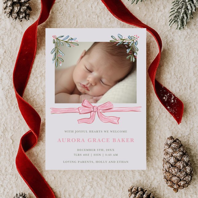 Anuncio Bebé de Navidad con Verde y Lazo Rosa (Subido por el creador)