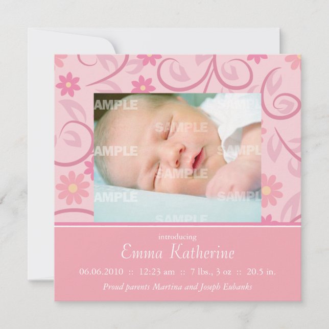 Anuncio Bebé floral rosado Curly (Anverso)