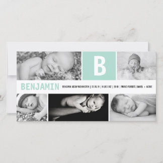 Anuncio Bebé Grande Inicial 5 Multi Foto Verde Menta Nacim