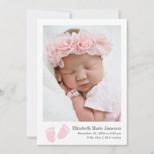 Anuncio Bebé linda niña rosa recién nacida foto nacimiento