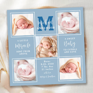 Anuncio Bebé moderno personalizado 5 foto azul nacimiento