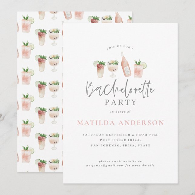 Anuncio bebida acuarela bebedor fiesta de soltera giratori (Anverso / Reverso)