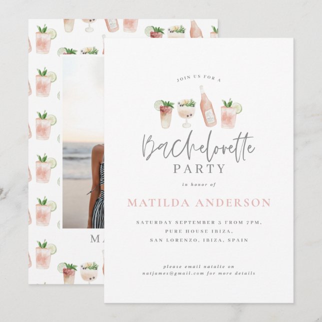 Anuncio bebida acuática despedida de soltera foto (Anverso / Reverso)