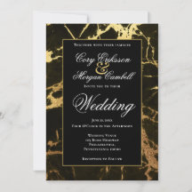 Bello mármol negro y dorado de boda