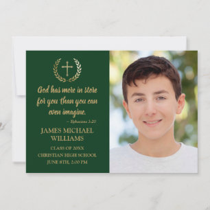 Anuncio Biblia cristiana versus foto graduación verde