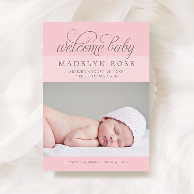 Anuncio Bienvenida Bebé Elegante Luz Rosa Nacimiento de Fo (Subido por el creador)