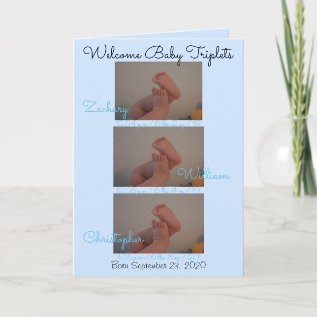 Anuncio Bienvenida Bebés Triplets Niños Insertar FOTOS (Anverso)