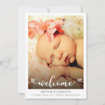 Bienvenida Caligrafía Niña Corazones Foto
