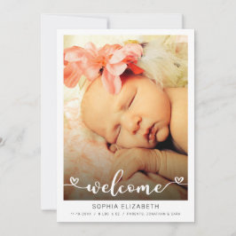 Anuncio Bienvenida Caligrafía Niña Corazones Foto