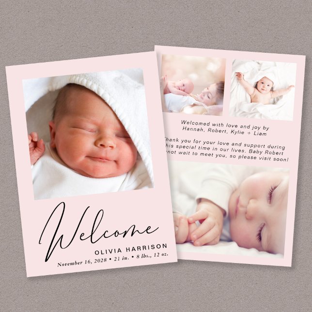 Anuncio Bienvenida Collage de fotos Bebé Niña Nacimiento R (Subido por el creador)