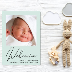 Anuncio Bienvenida Collage de fotos Mint Green Birth
