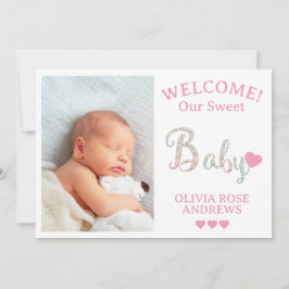 Anuncio Bienvenida de foto de recién nacido con nombre