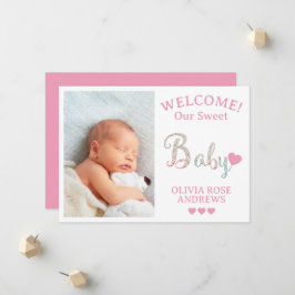 Anuncio Bienvenida de foto de recién nacido con nombre