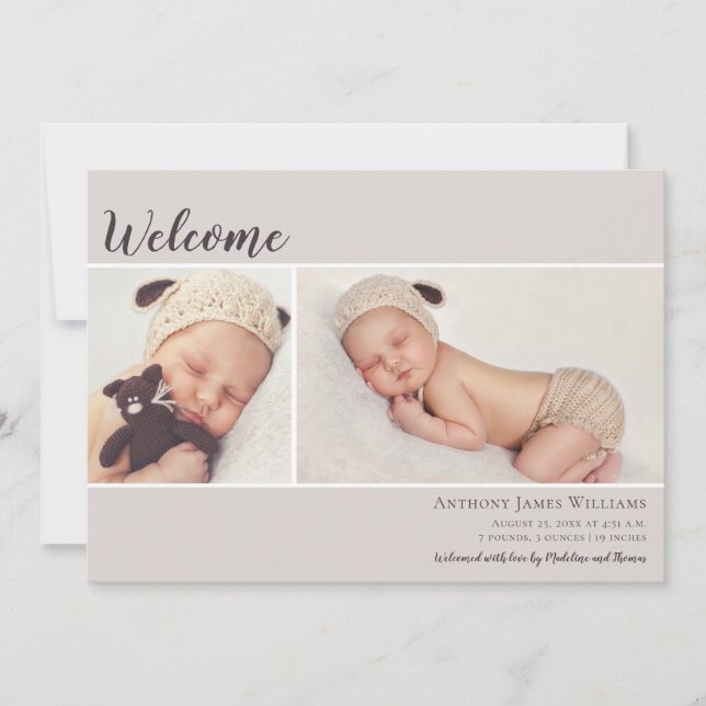 Anuncio Bienvenida Dos Fotos Ecru Baby (Anverso)