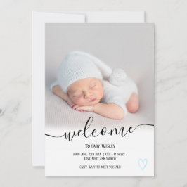 Anuncio Bienvenida guión azul foto del corazón bebé bebé b