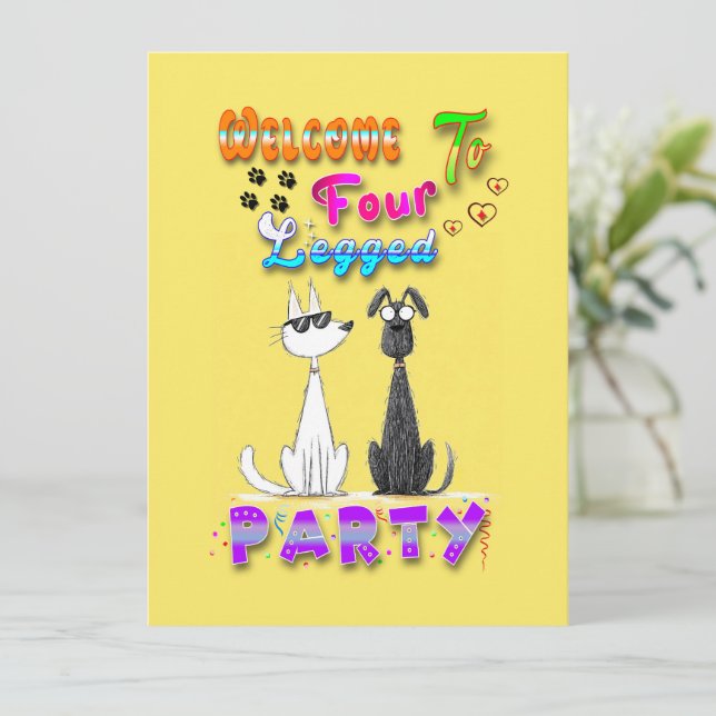 Anuncio Bienvenido a la Fiesta de Cuatro Patas (Anverso de pie)