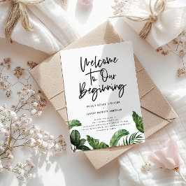 Anuncio Bienvenidos a nuestro comienzo de boda con follaje