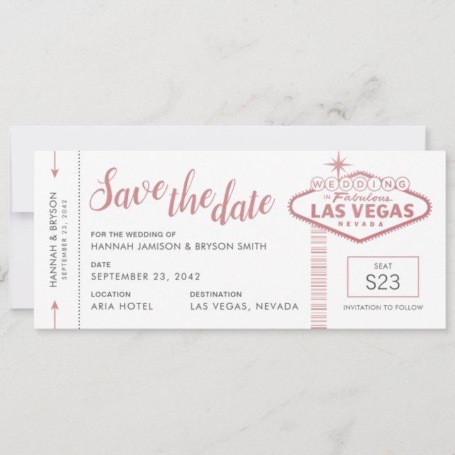 Anuncio Billete de avión Boda de Las Vegas Guardar la tarj (Anverso)
