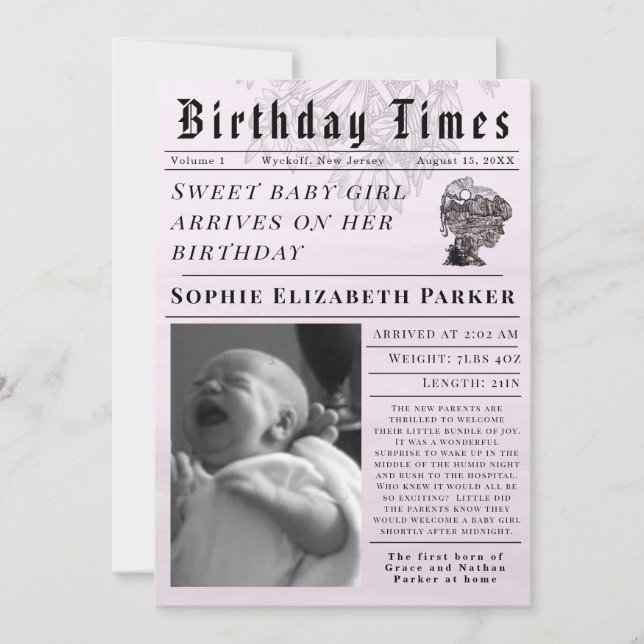 Anuncio Birthday Times Newborn Birth (Anverso)