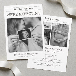 Anuncio Black and White Gender Neutral Newspaper Pregnancy