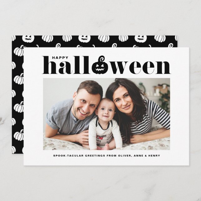 Anuncio Black Jack-o'-lantern Photo Happy Halloween (Anverso / Reverso)