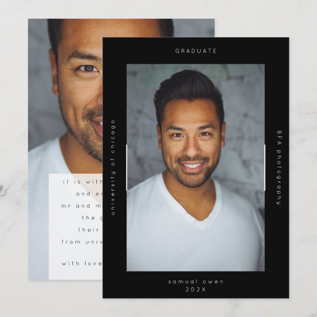 Anuncio Black Minimalism Portrait Photo College Universida (Anverso / Reverso)