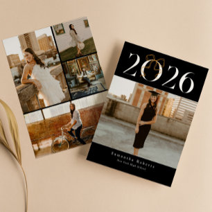 Anuncio Black & White 2026 Coquette Bow Foto Graduación