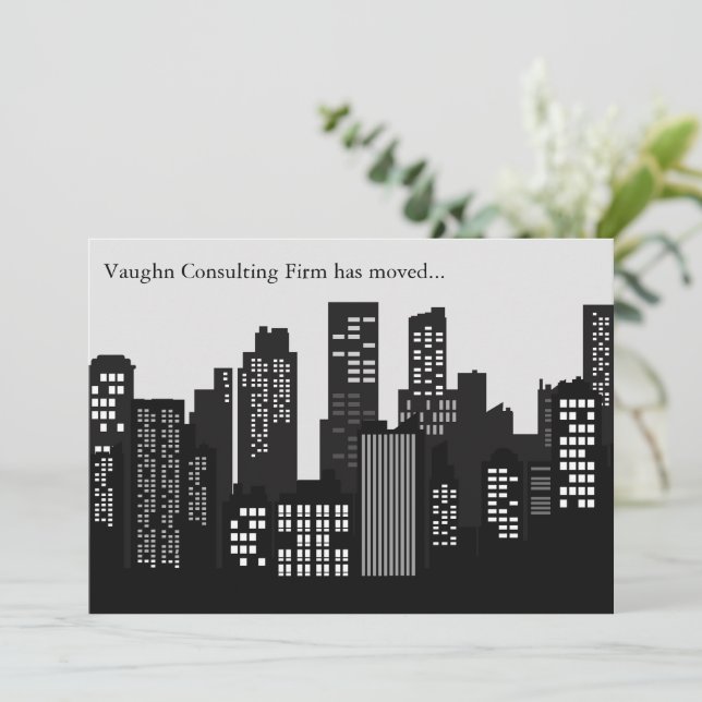 Anuncio Black White Building Skyline Business Moving (Anverso de pie)