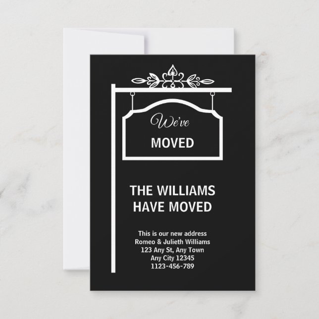 Anuncio Black & White Moving Announcement Card (Anverso)