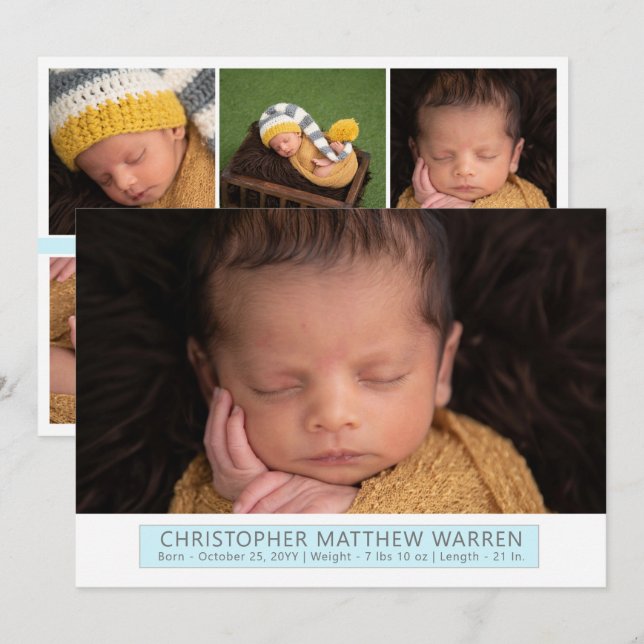 Anuncio Blanco simple y elegante | Collage de fotos azul g (Anverso / Reverso)