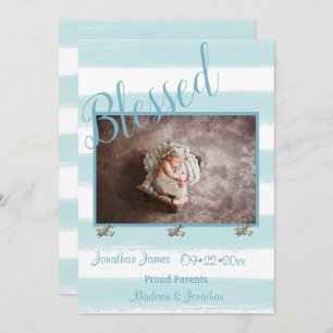 Anuncio Blessed Blue Photo Script Personaliza el nacimient