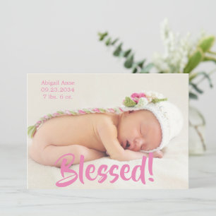 Anuncio Blessed Pink Photo Script Chica Personalizado Naci
