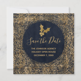 Anuncio Blue and Gold Save the Date Business Holiday Event