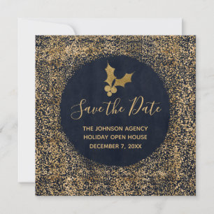 Anuncio Blue and Gold Save the Date Business Holiday Event
