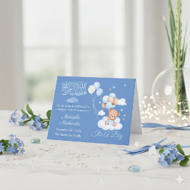 Anuncio Blue Aqiqah It’s a Boy Birth Announcement Card