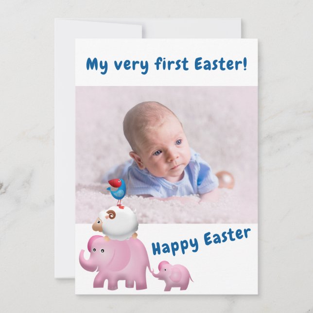 Anuncio Blue Boy First Easter Welcome Photo Baby Nacimient (Anverso)