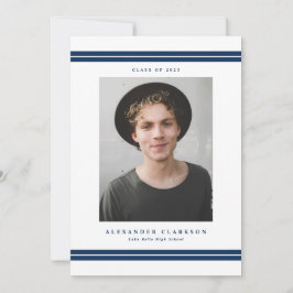 Anuncio Blue Classic Stripes Modern Photo Graduation