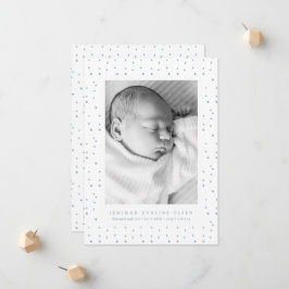 Anuncio Blue Confetti Baby Birth Announcement Photo Card |