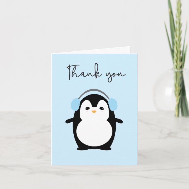 Anuncio Blue Cute Penguin Baby Photo (Anverso)